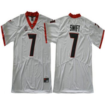 Men's Georgia Bulldogs #7 D'Andre Swift White Limited 2017 College Football Stitched Nike NCAA Jersey