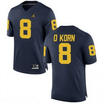 Men's Michigan Wolverines #8 John O'Korn Navy Blue Stitched College Football Brand Jordan NCAA Jersey