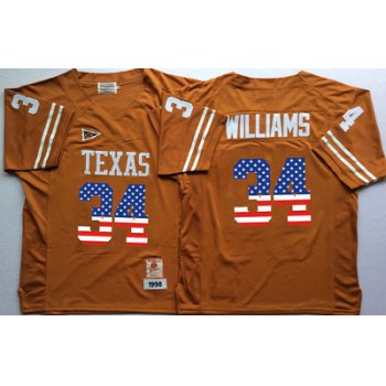 Men's Texas Longhorns 34 Ricky Williams Orange USA Flag College Jersey