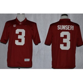 Alabama Crimson Tide #3 Vinnie Sunseri 2014 Red Jersey