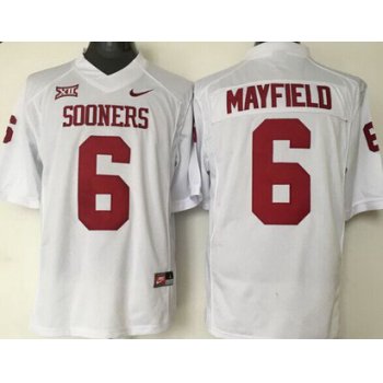 Men's Oklahoma Sooners #6 Baker Mayfield White College Football Nike Jersey