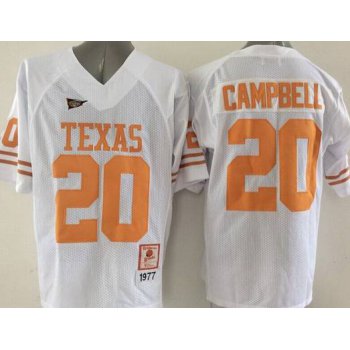 Men's Texas Longhorns #20 Earl Campbell White Throwback NCAA Football Jersey