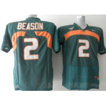 Miami Hurricanes #2 Jon Beason Green Jersey