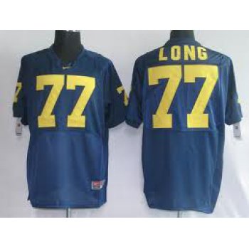 Michigan Wolverines #77 Long Navy Blue Jersey