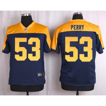 Men's Green Bay Packers #53 Nick Perry Navy Blue Gold Alternate NFL Nike Elite Jersey