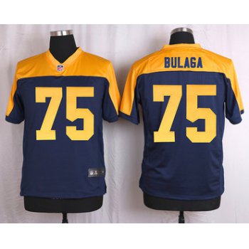 Men's Green Bay Packers #75 Bryan Bulaga Navy Blue Gold Alternate NFL Nike Elite Jersey