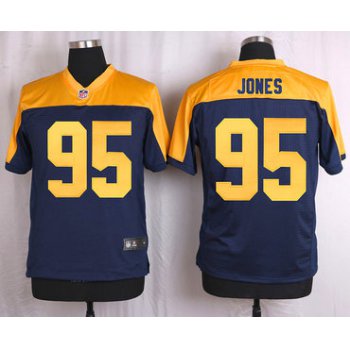 Men's Green Bay Packers #95 Datone Jones Navy Blue Gold Alternate NFL Nike Elite Jersey