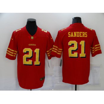 Men's San Francisco 49ers #21 Deion Sanders Red Gold 2021 Vapor Untouchable Stitched NFL Nike Limited Jersey