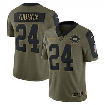 Men's Washington Football Team #24 Antonio Gibson Nike Olive 2021 Salute To Service Limited Player Jersey