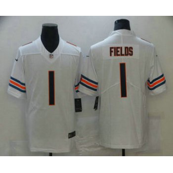 Men's Chicago Bears #1 Justin Fields White 2021 Vapor Untouchable Stitched NFL Nike Limited Jersey