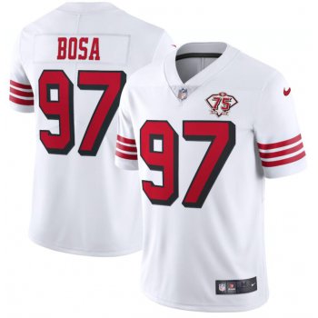 Nike 49ers 97 Nick Bosa White 75th Anniversary Color Rush Vapor Untouchable Limited Jersey