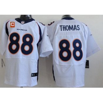 Men's Denver Broncos #88 Demaryius Thomas White Road C Patch NFL Nike Elite Jersey