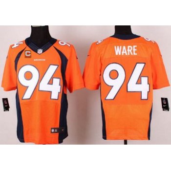 Men's Denver Broncos #94 DeMarcus Ware Orange Team Color C Patch NFL Nike Elite Jersey