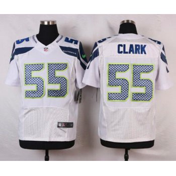 Men's Seattle Seahawks #55 Frank Clark White Road NFL Nike Elite Jersey