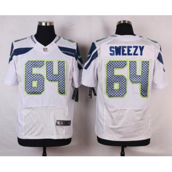 Men's Seattle Seahawks #64 J. R. Sweezy White Road NFL Nike Elite Jersey