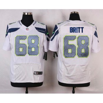 Men's Seattle Seahawks #68 Justin Britt White Road NFL Nike Elite Jersey