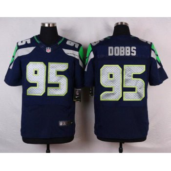 Men's Seattle Seahawks #95 Demarcus Dobbs Navy Blue Team Color NFL Nike Elite Jersey
