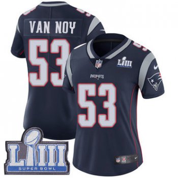 #53 Limited Kyle Van Noy Navy Blue Nike NFL Home Women's Jersey New England Patriots Vapor Untouchable Super Bowl LIII Bound