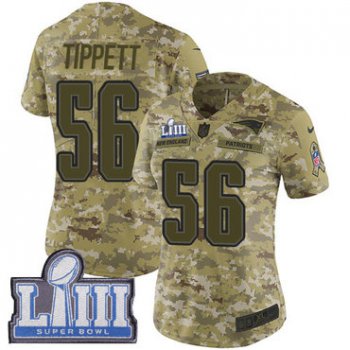 #56 Limited Andre Tippett Camo Nike NFL Women's Jersey New England Patriots 2018 Salute to Service Super Bowl LIII Bound