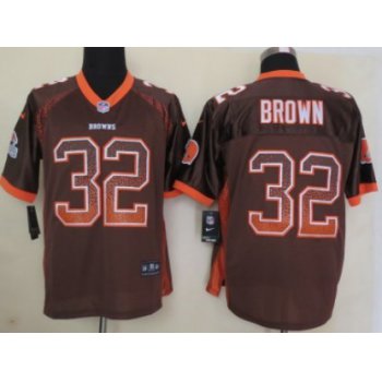 Nike Cleveland Browns #32 Jim Brown Drift Fashion Brown Elite Jersey