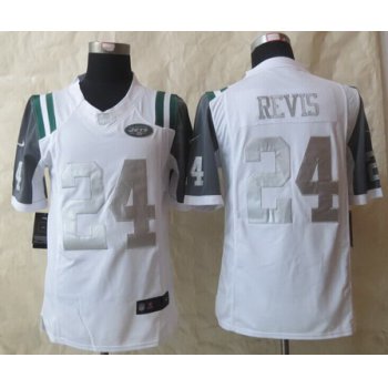Nike New York Jets #24 Darrelle Revis Platinum White Limited Jersey