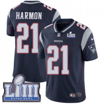 #21 Limited Duron Harmon Navy Blue Nike NFL Home Youth Jersey New England Patriots Vapor Untouchable Super Bowl LIII Bound