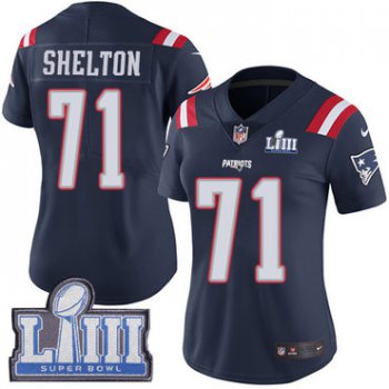 #71 Limited Danny Shelton Navy Blue Nike NFL Women's Jersey New England Patriots Rush Vapor Untouchable Super Bowl LIII Bound