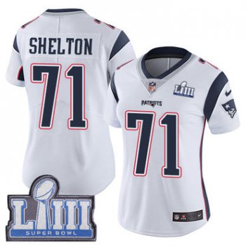 #71 Limited Danny Shelton White Nike NFL Road Women's Jersey New England Patriots Vapor Untouchable Super Bowl LIII Bound