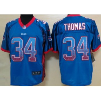 Nike Buffalo Bills #34 Thurman Thomas Drift Fashion Blue Elite Jersey