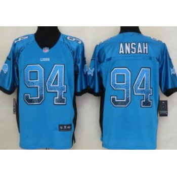Nike Detroit Lions #94 Ziggy Ansah Drift Fashion Blue Elite Jersey