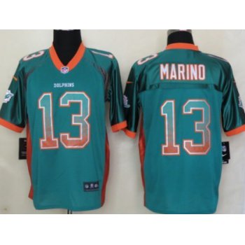 Nike Miami Dolphins #13 Dan Marino Drift Fashion Green Elite Jersey