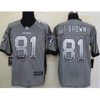 Nike Oakland Raiders #81 Tim Brown Drift Fashion Gray Elite Jersey