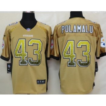 Nike Pittsburgh Steelers #43 Troy Polamalu Drift Fashion Yellow Elite Jersey