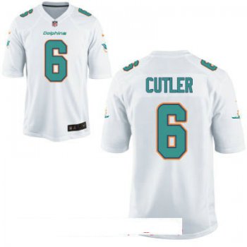 Men's Miami Dolphins #6 Jay Culter White Road Stitched NFL Nike Game Jersey