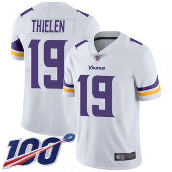 Vikings #19 Adam Thielen White Men's Stitched Football 100th Season Vapor Limited Jersey