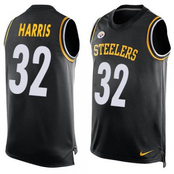 Men's Pittsburgh Steelers #32 Franco Harris Black Hot Pressing Player Name & Number Nike NFL Tank Top Jersey