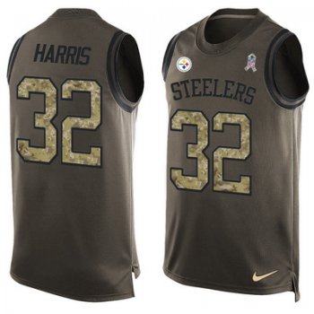 Men's Pittsburgh Steelers #32 James Harrison Green Salute to Service Hot Pressing Player Name & Number Nike NFL Tank Top Jersey