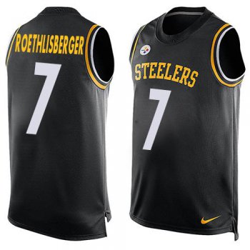 Men's Pittsburgh Steelers #7 Ben Roethlisberger Black Salute to Service Hot Pressing Player Name & Number Nike NFL Tank Top Jersey