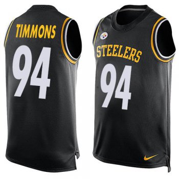 Men's Pittsburgh Steelers #94 Lawrence Timmons Black Hot Pressing Player Name & Number Nike NFL Tank Top Jersey