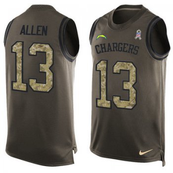 Men's San Diego Chargers #13 Keenan Allen Green Salute to Service Hot Pressing Player Name & Number Nike NFL Tank Top Jersey
