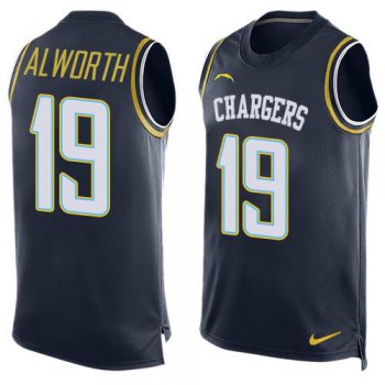 Men's San Diego Chargers #19 Lance Alworth Navy Blue Hot Pressing Player Name & Number Nike NFL Tank Top Jersey