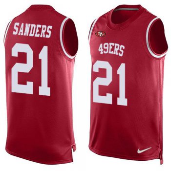 Men's San Francisco 49ers #21 Deion Sanders Red Hot Pressing Player Name & Number Nike NFL Tank Top Jersey