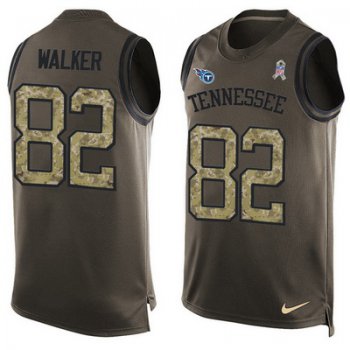 Men's Tennessee Titans #82 Delanie Walker Green Salute to Service Hot Pressing Player Name & Number Nike NFL Tank Top Jersey