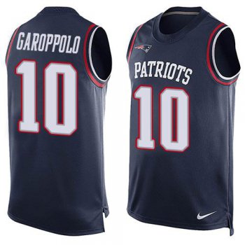 Men's New England Patriots #10 Jimmy Garoppolo Navy Blue Hot Pressing Player Name & Number Nike NFL Tank Top Jersey