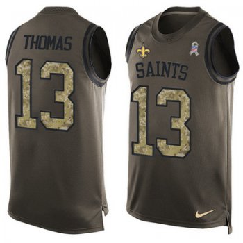 Men's New Orleans Saints #13 Michael Thomas Green Salute to Service Hot Pressing Player Name & Number Nike NFL Tank Top Jersey