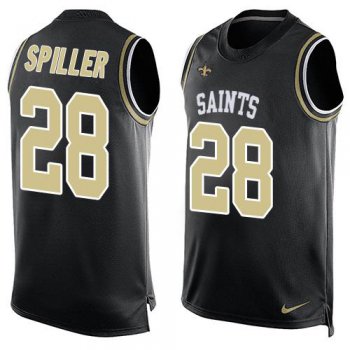 Men's New Orleans Saints #28 C.J. Spiller Black Hot Pressing Player Name & Number Nike NFL Tank Top Jersey