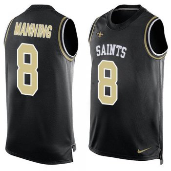 Men's New Orleans Saints #8 Archie Manning Black Hot Pressing Player Name & Number Nike NFL Tank Top Jersey