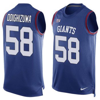 Men's New York Giants #58 Owa Odighizuwa Royal Blue Hot Pressing Player Name & Number Nike NFL Tank Top Jersey