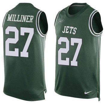 Men's New York Jets #27 Dee Milliner Green Hot Pressing Player Name & Number Nike NFL Tank Top Jersey