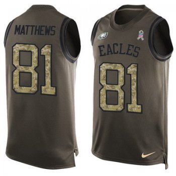 Men's Philadelphia Eagles #81 Jordan Matthews Green Salute to Service Hot Pressing Player Name & Number Nike NFL Tank Top Jersey